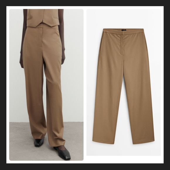 NEW Massimo Dutti Barrel Fit Flannel Suit Trousers